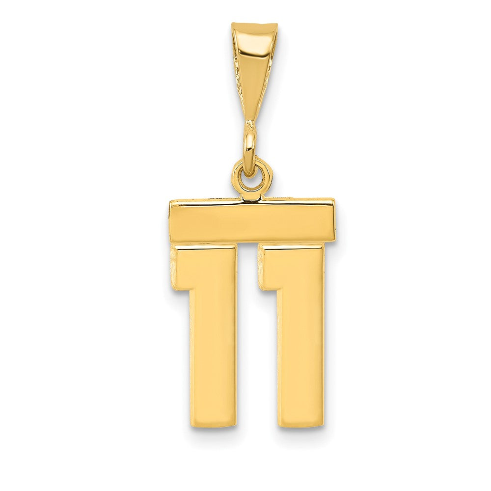 Small Polished Number 11 Charm in 14k Yellow Gold