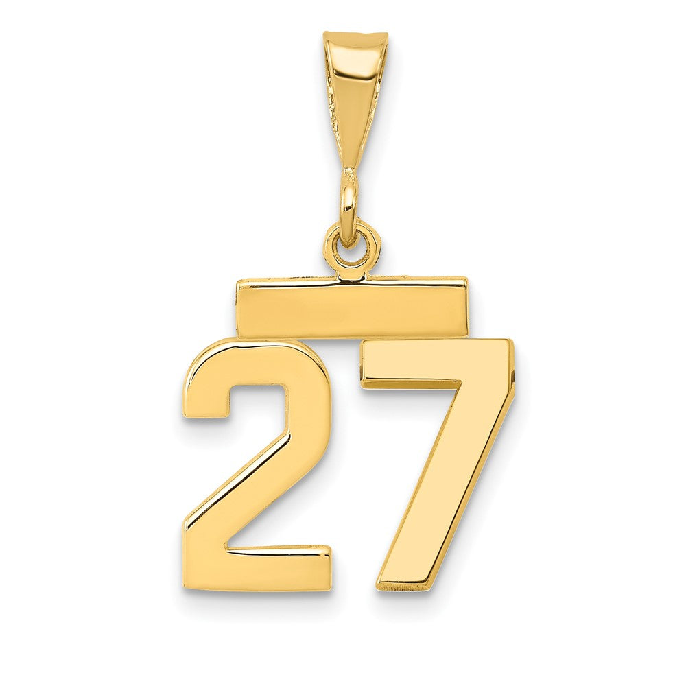 Small Polished Number 27 Charm in 14k Yellow Gold