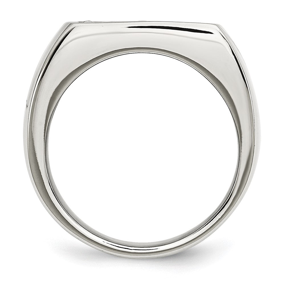 Antiqued Polished & Textured Cross Signet Ring in Stainless Steel