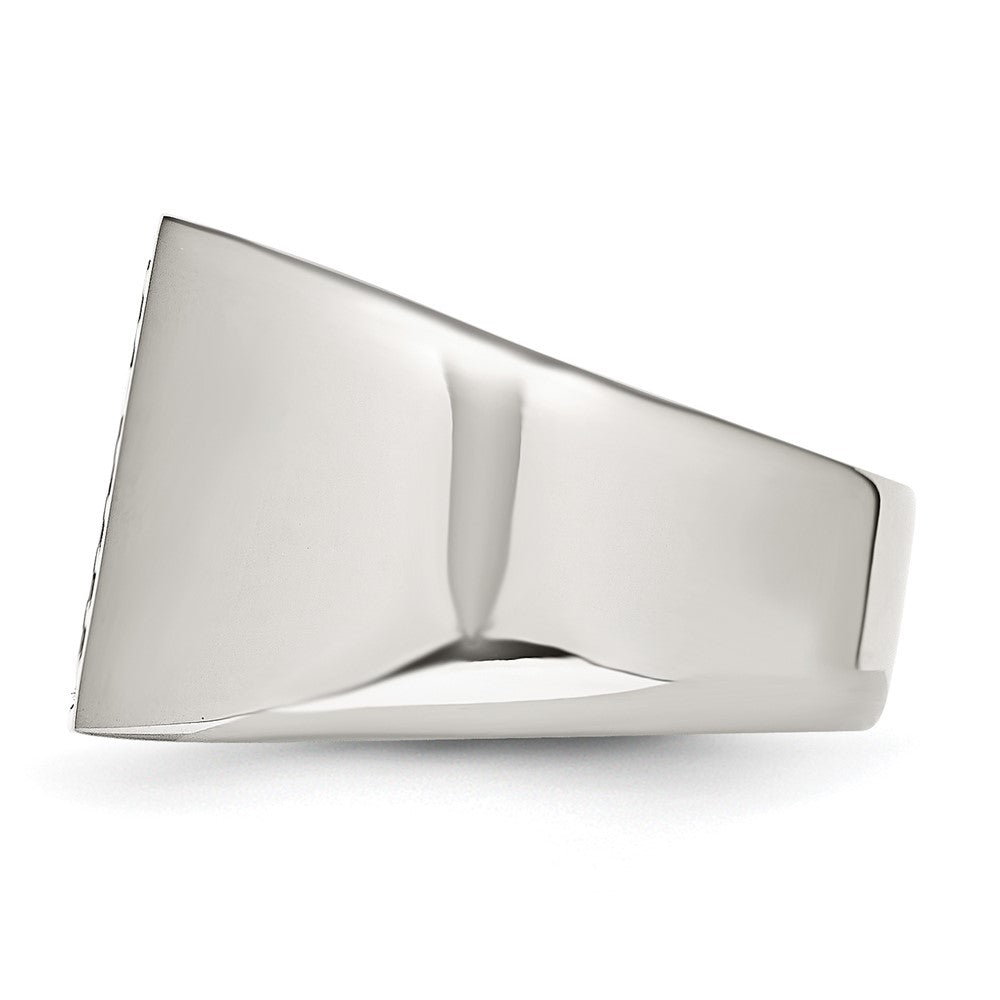 Antiqued Polished & Textured Cross Signet Ring in Stainless Steel