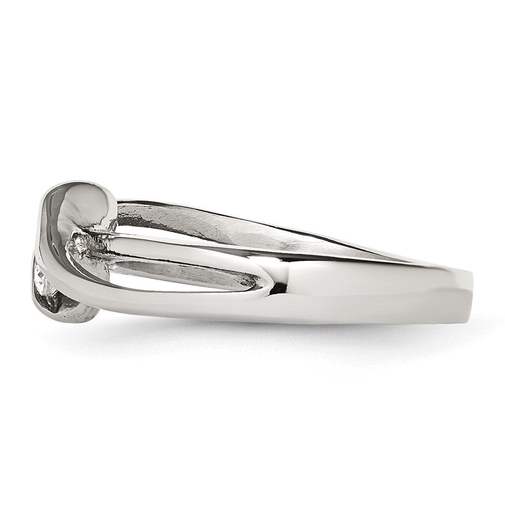 Chisel Stainless Steel Polished Twist with Round CZ Ring