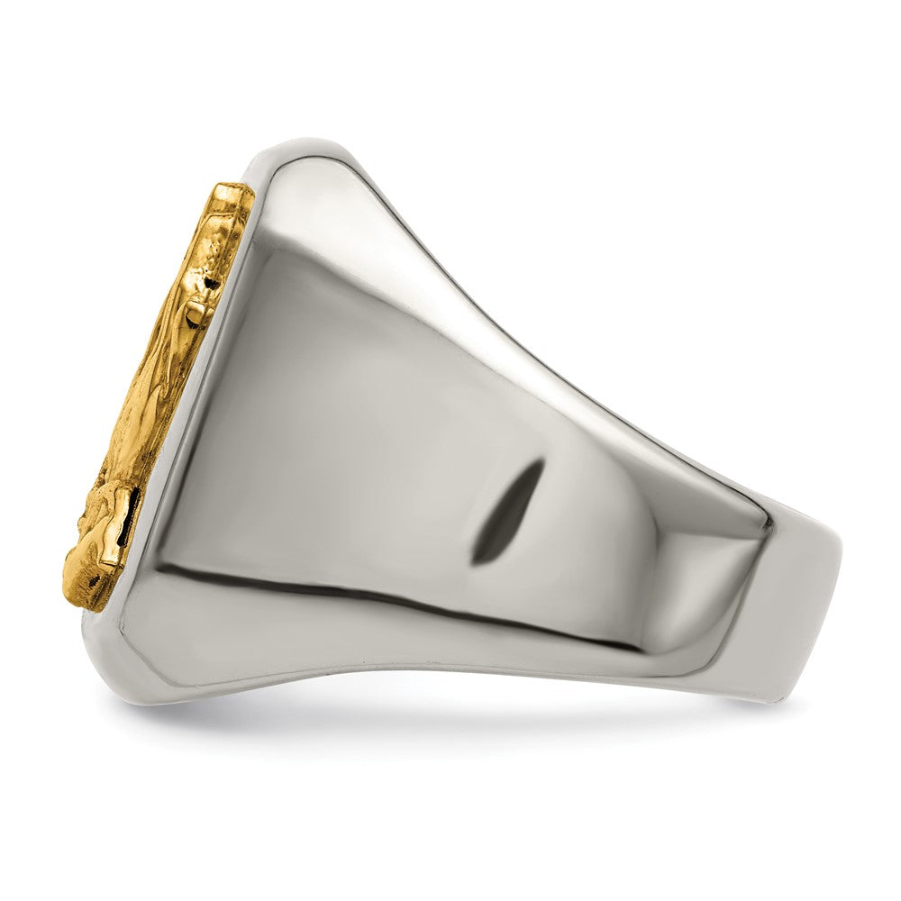Chisel Stainless Steel with 14k Gold Accent Polished Praying Hands Ring