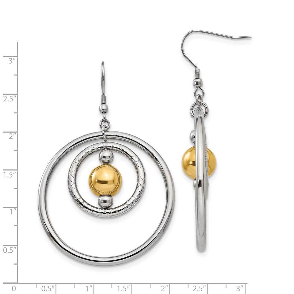 Polished & Textured Yellow IP Shepherd Hook Earrings in Stainless Steel