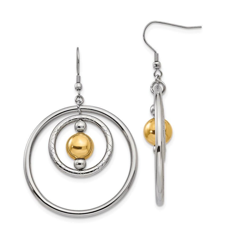 Polished & Textured Yellow IP Shepherd Hook Earrings in Stainless Steel