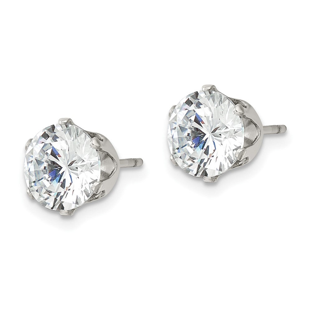Chisel Stainless Steel Polished 8mm Round CZ Stud Post Earrings