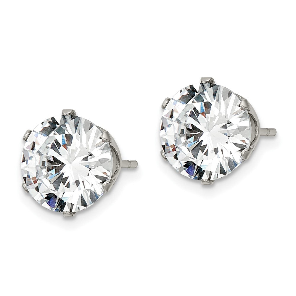 Chisel Stainless Steel Polished 10mm Round CZ Stud Post Earrings