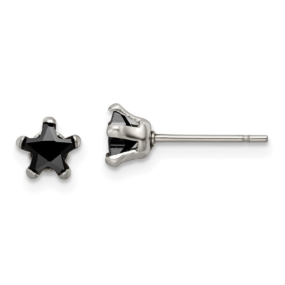 Chisel Stainless Steel Polished 5mm Black Star CZ Stud Post Earrings