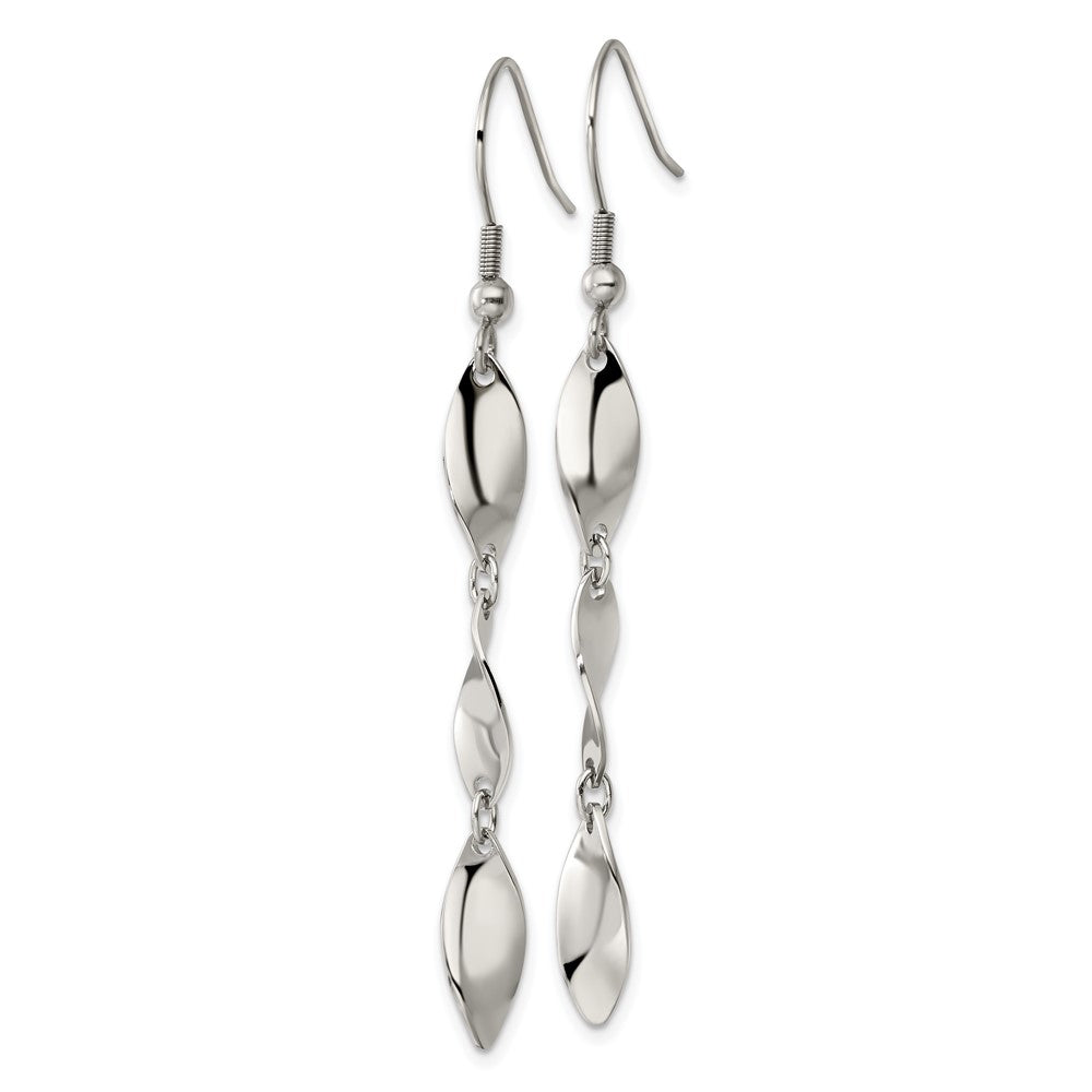 Chisel Stainless Steel Polished Twisted Dangle Shepherd Hook Earrings