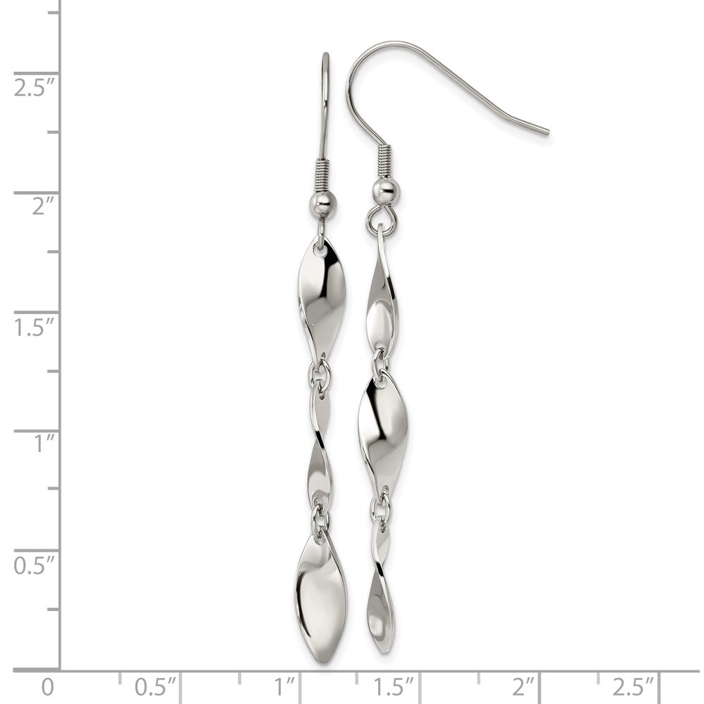 Chisel Stainless Steel Polished Twisted Dangle Shepherd Hook Earrings