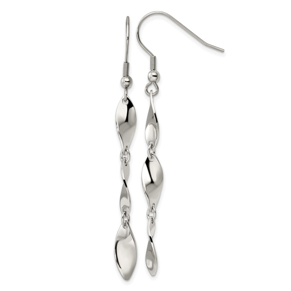 Chisel Stainless Steel Polished Twisted Dangle Shepherd Hook Earrings