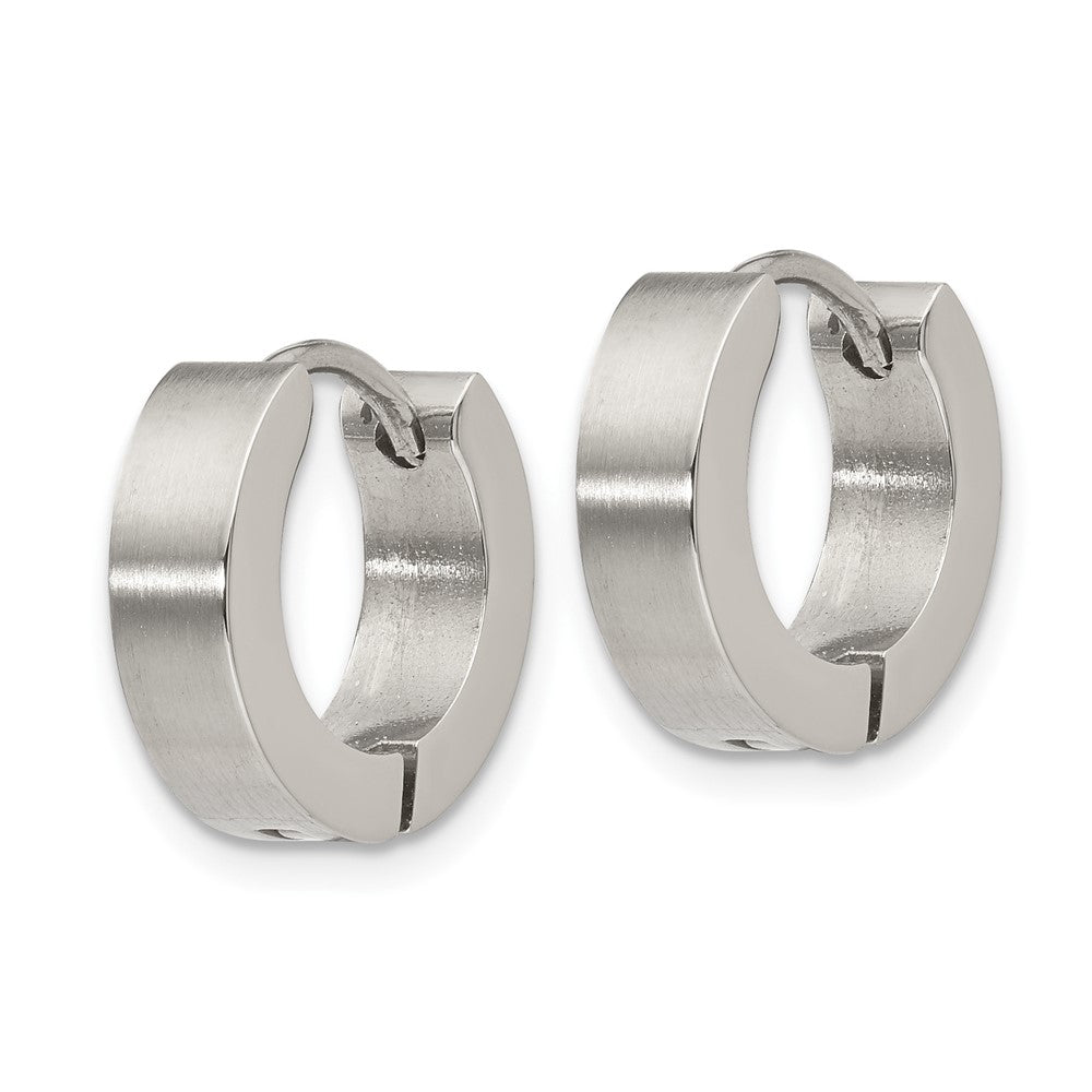 Chisel Stainless Steel Brushed & Polished 4mm Hinged Hoop Earrings