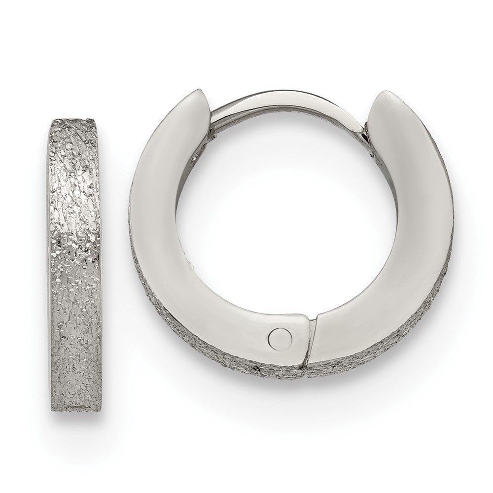 Chisel Stainless Steel Polished & Sandblasted 2mm Hinged Hoop Earrings