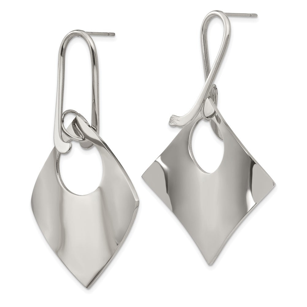 Chisel Stainless Steel Polished Geometric Diamond Shaped Post Dangle Earrings