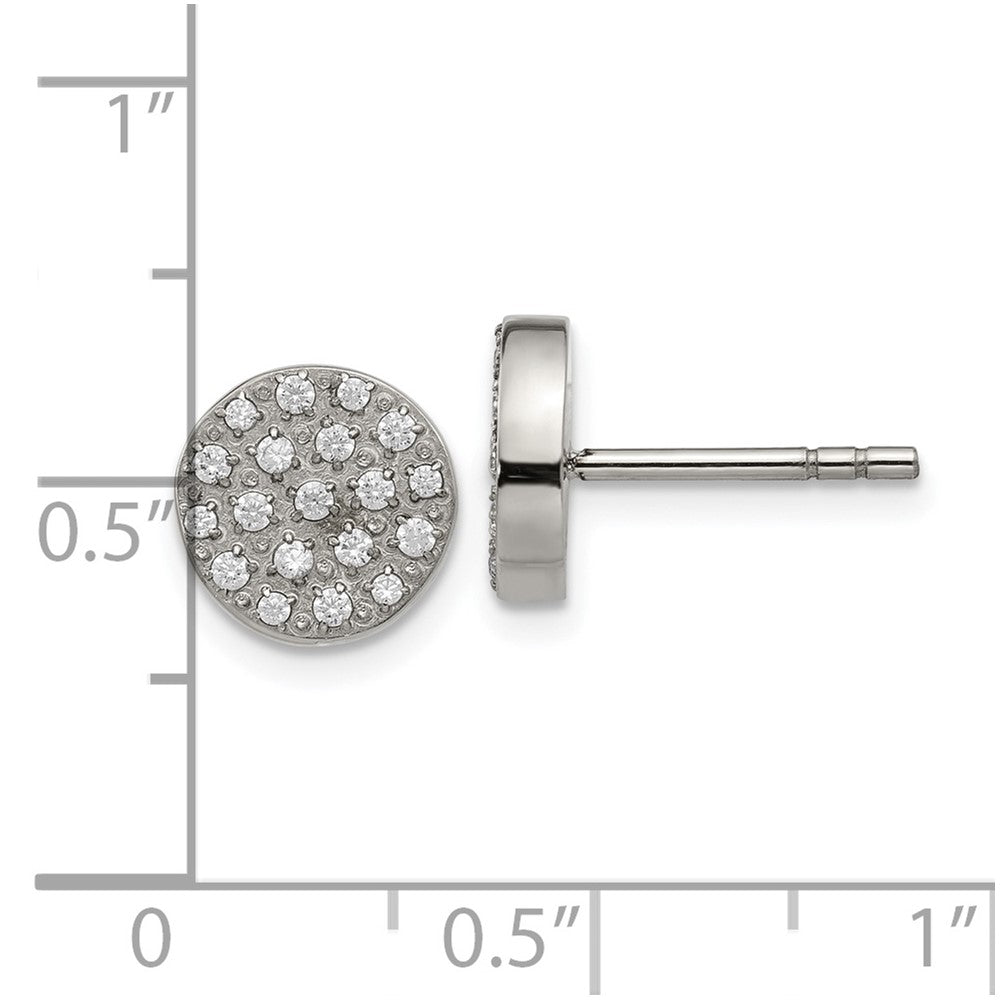 Chisel Stainless Steel Polished with CZ Post Earrings