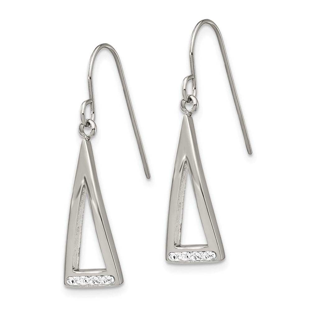 Chisel Stainless Steel Polished with Preciosa Crystal Dangle Shepherd Hook Earrings