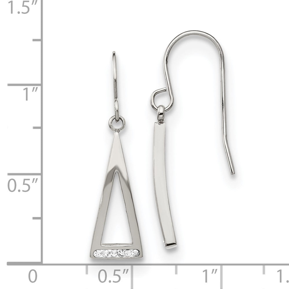 Chisel Stainless Steel Polished with Preciosa Crystal Dangle Shepherd Hook Earrings