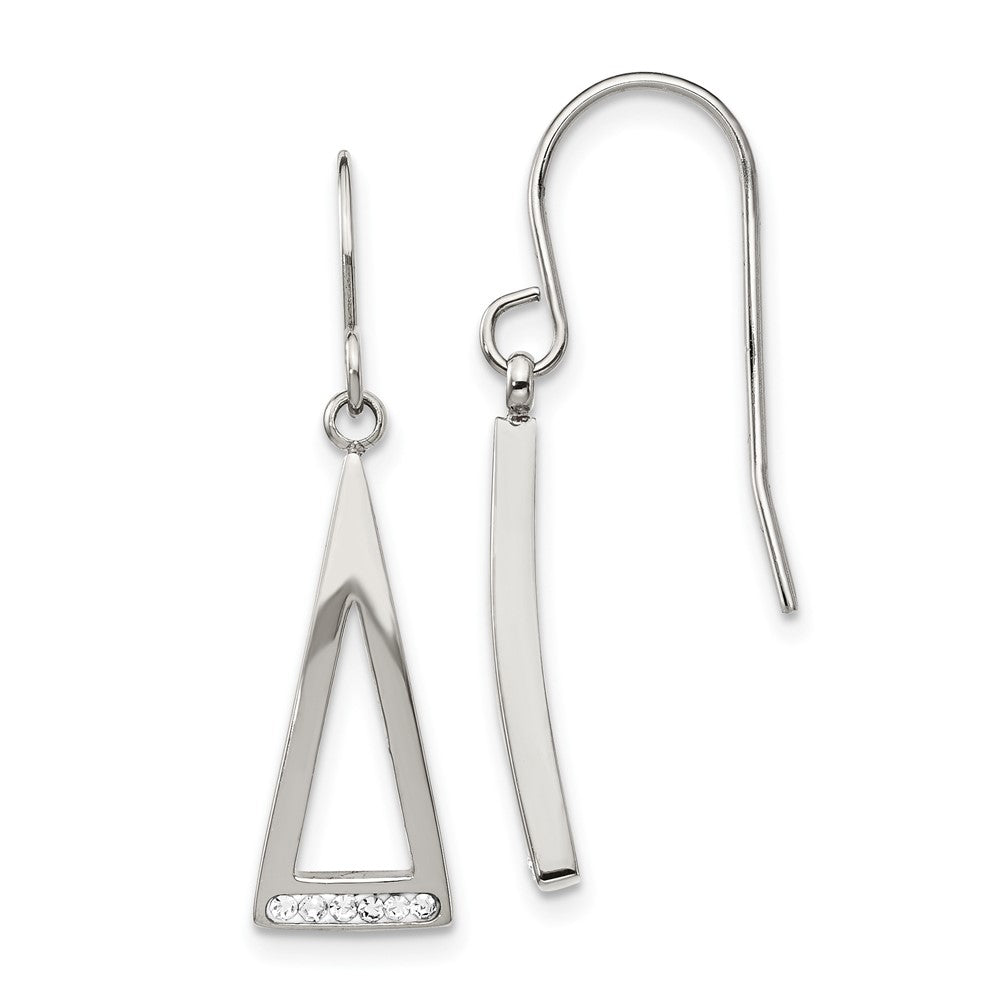 Chisel Stainless Steel Polished with Preciosa Crystal Dangle Shepherd Hook Earrings