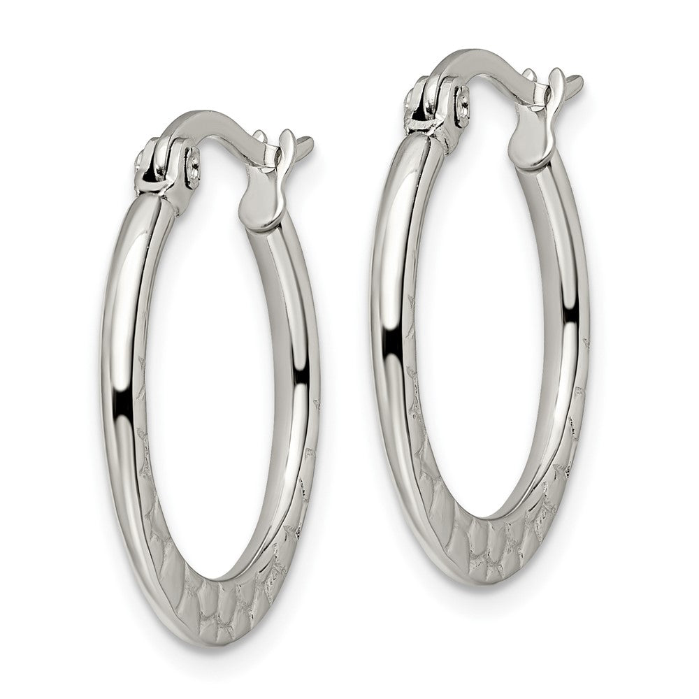 Chisel Stainless Steel Polished & Textured 20mm Diameter Hoop Earrings