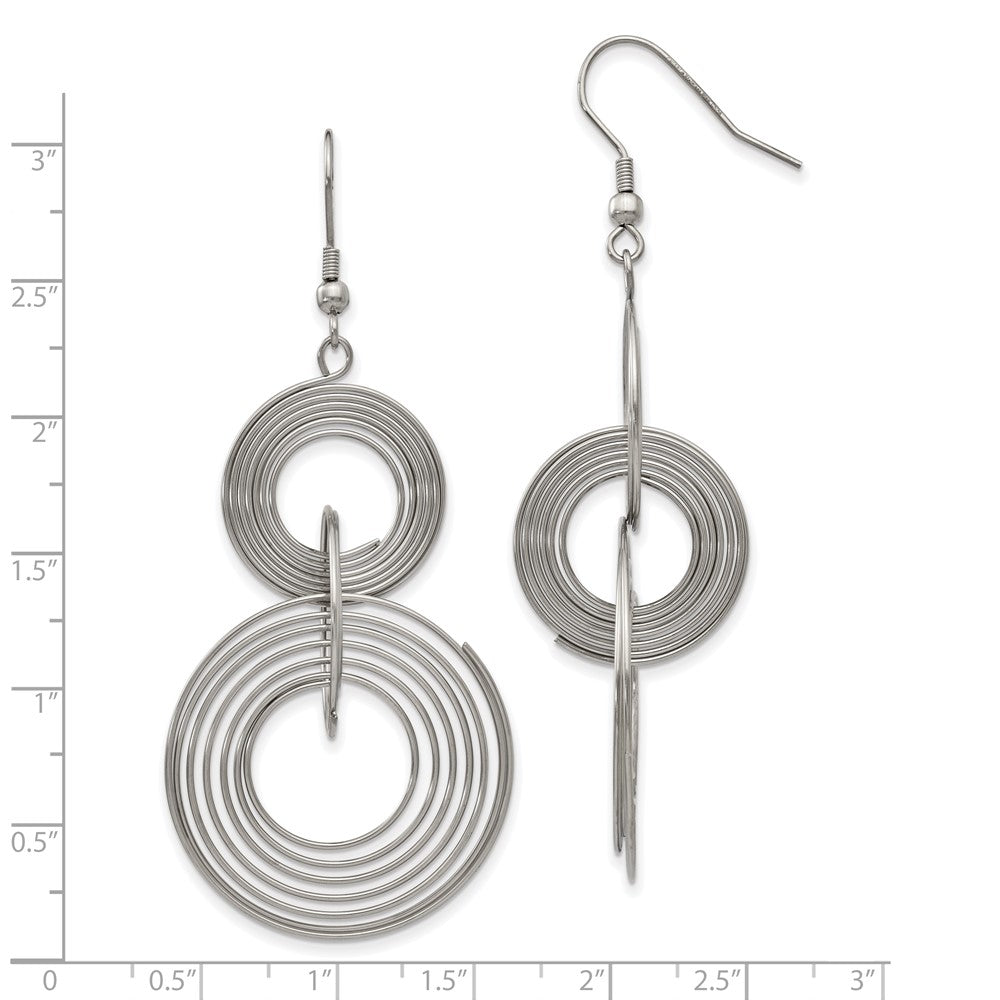 Chisel Stainless Steel Polished Multiple Circle Dangle Shepherd Hook Earrings