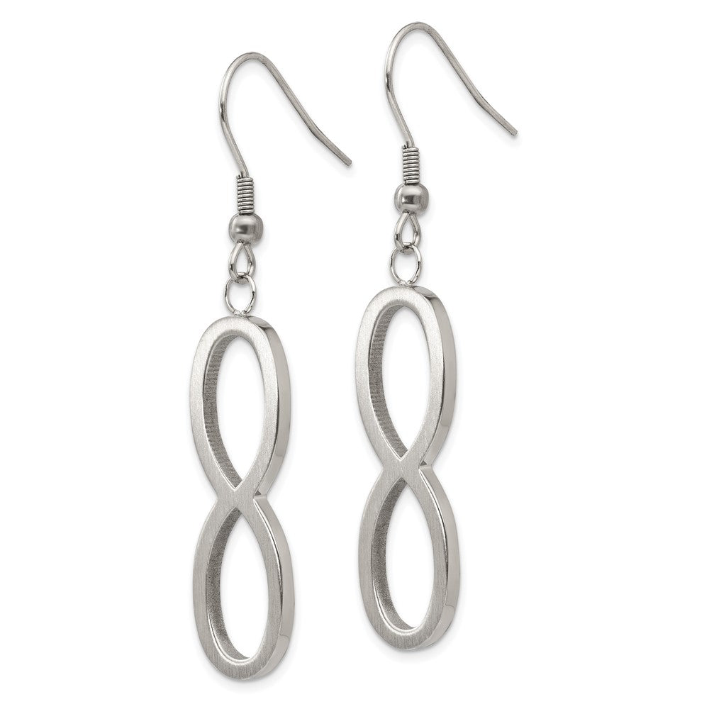 Chisel Stainless Steel Brushed & Polished Infinity Dangle Shepherd Hook Earrings