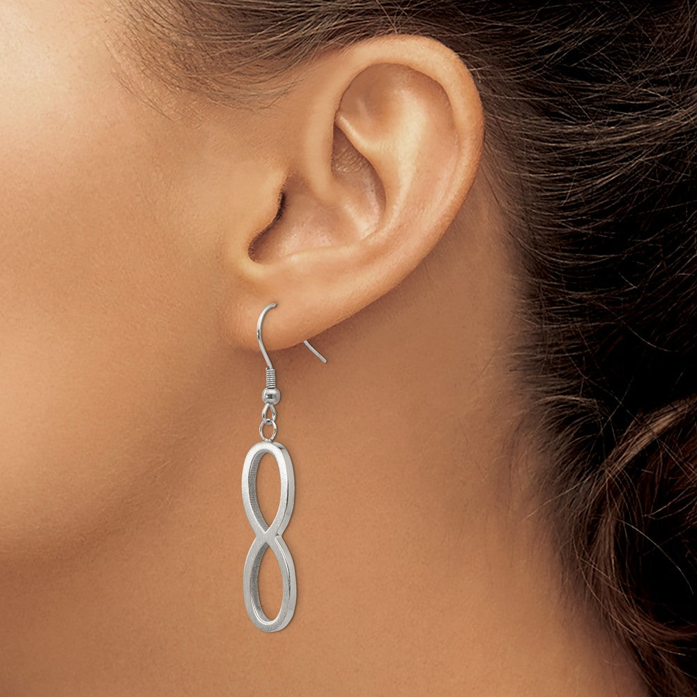 Chisel Stainless Steel Brushed & Polished Infinity Dangle Shepherd Hook Earrings