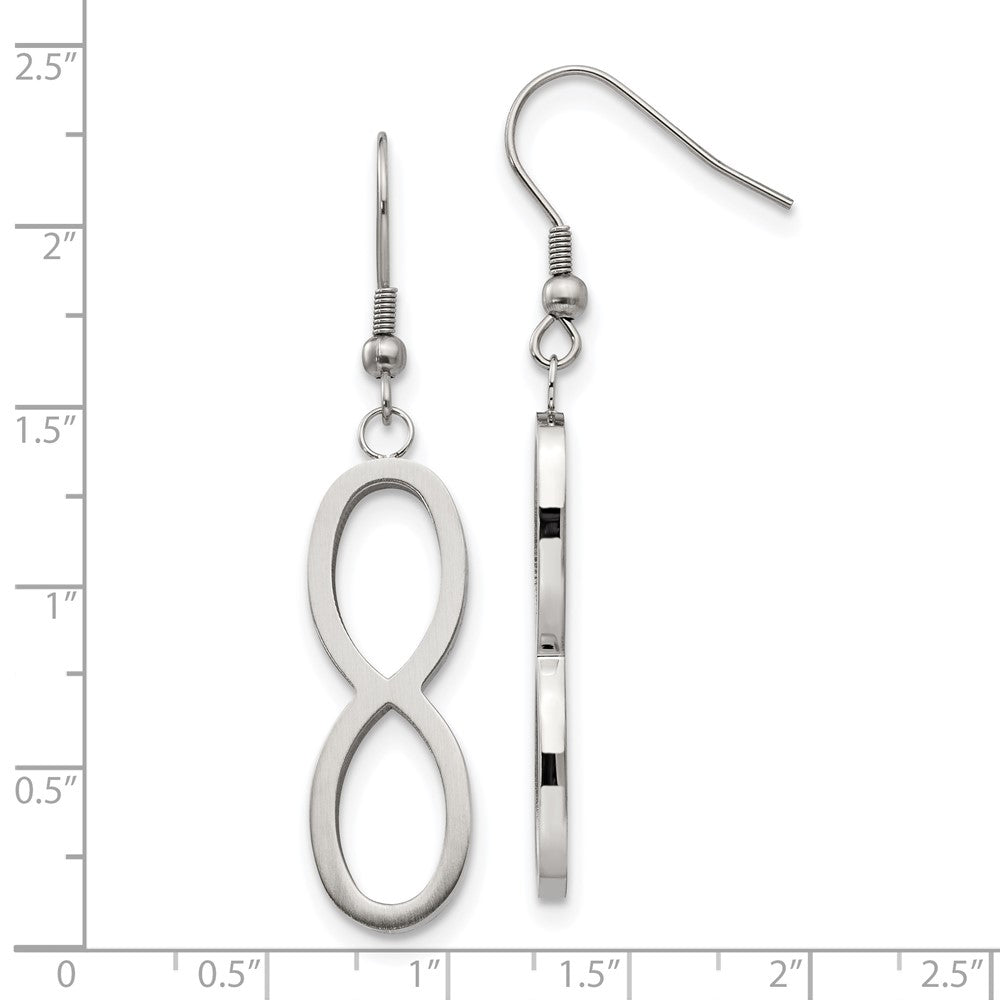 Chisel Stainless Steel Brushed & Polished Infinity Dangle Shepherd Hook Earrings