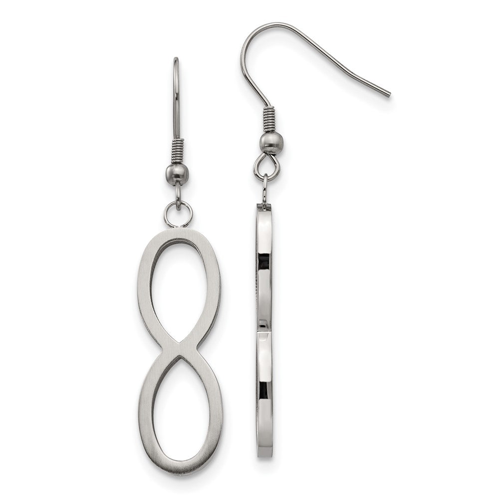 Chisel Stainless Steel Brushed & Polished Infinity Dangle Shepherd Hook Earrings