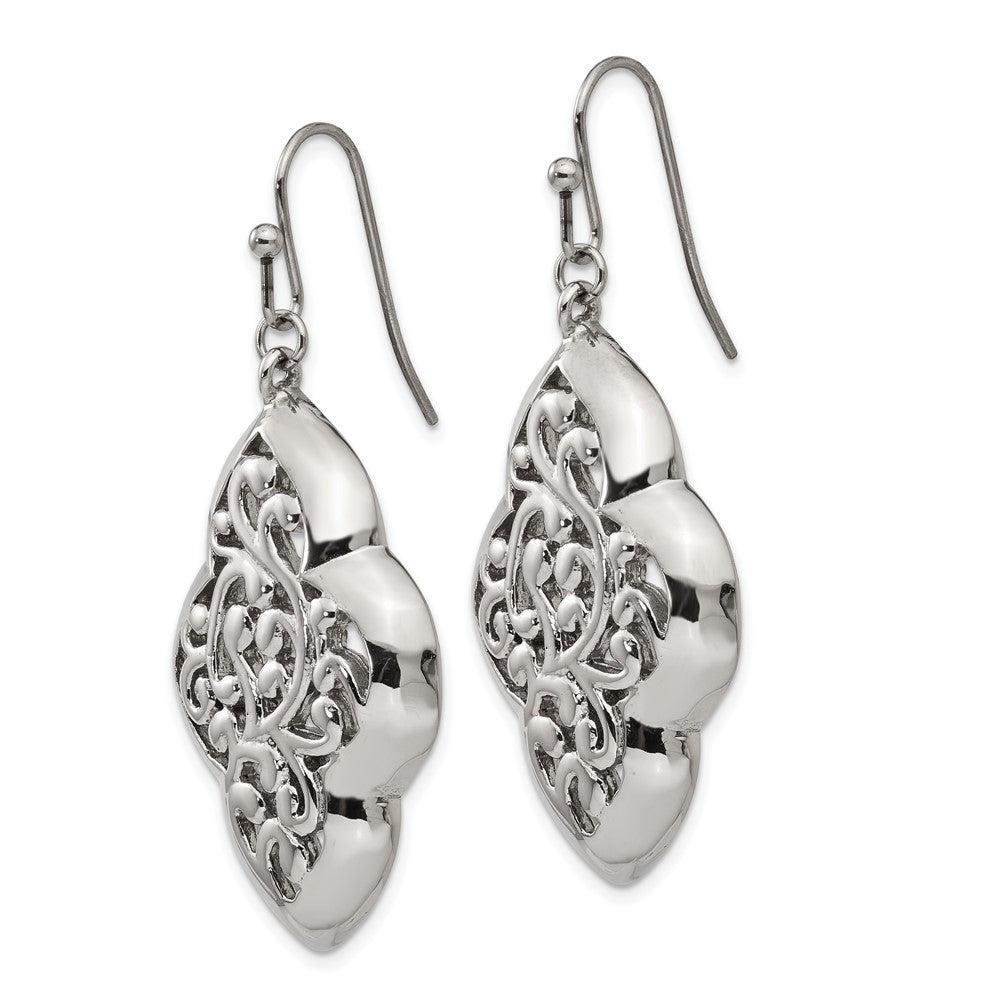 Polished Dangle Shepherd Hook Earrings in Stainless Steel