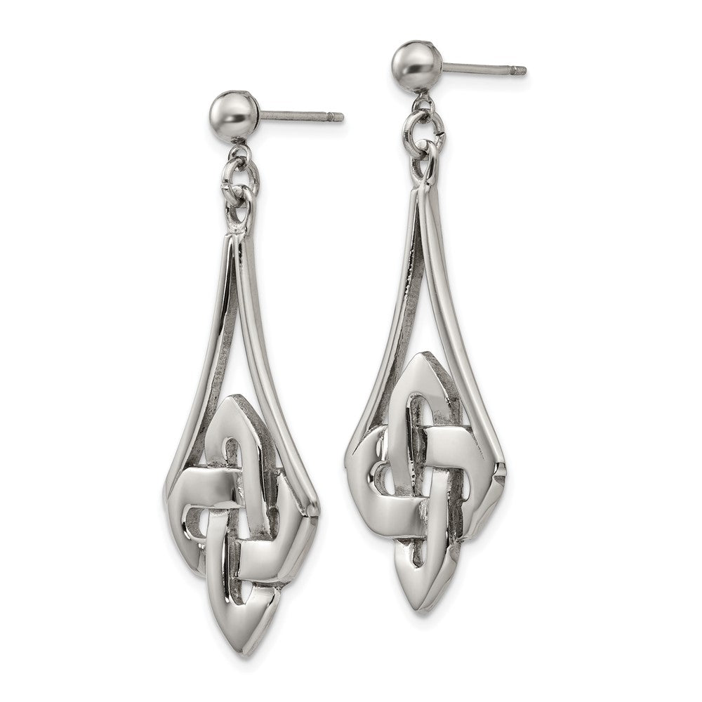 Polished Celtic Post Dangle Earrings in Stainless Steel