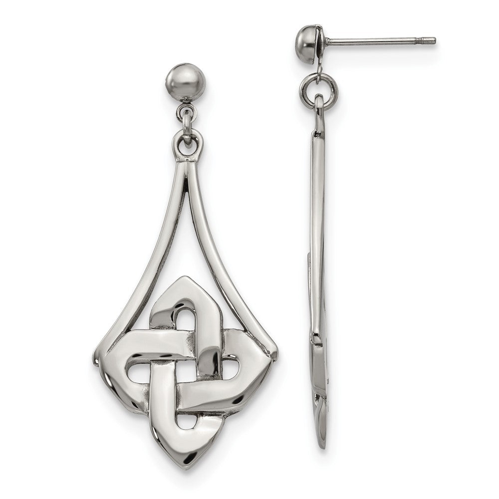 Polished Celtic Post Dangle Earrings in Stainless Steel