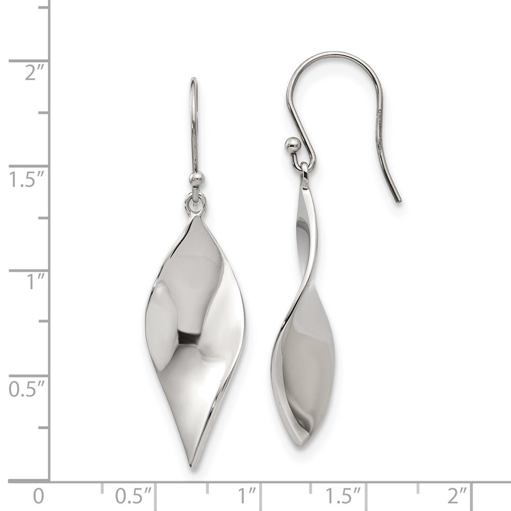 Chisel Stainless Steel Polished Twisted Dangle Shepherd Hook Earrings