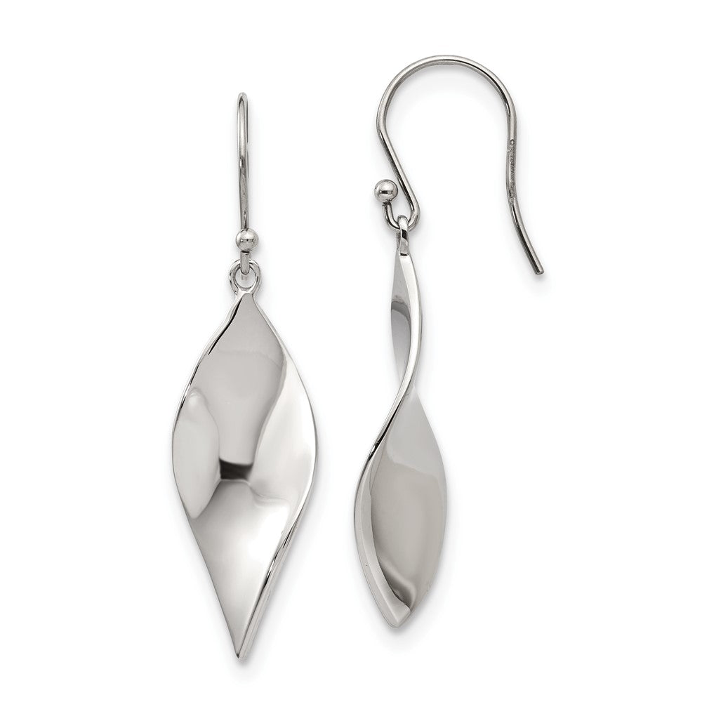 Chisel Stainless Steel Polished Twisted Dangle Shepherd Hook Earrings