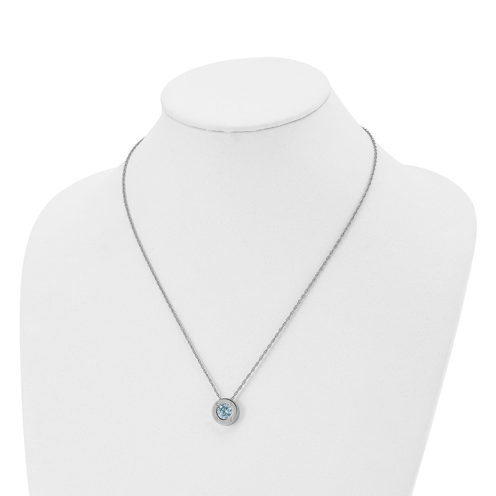 Chisel Stainless Steel Polished CZ December Birthstone Circle Pendant on a 20-inch Multi-Link Chain Necklace