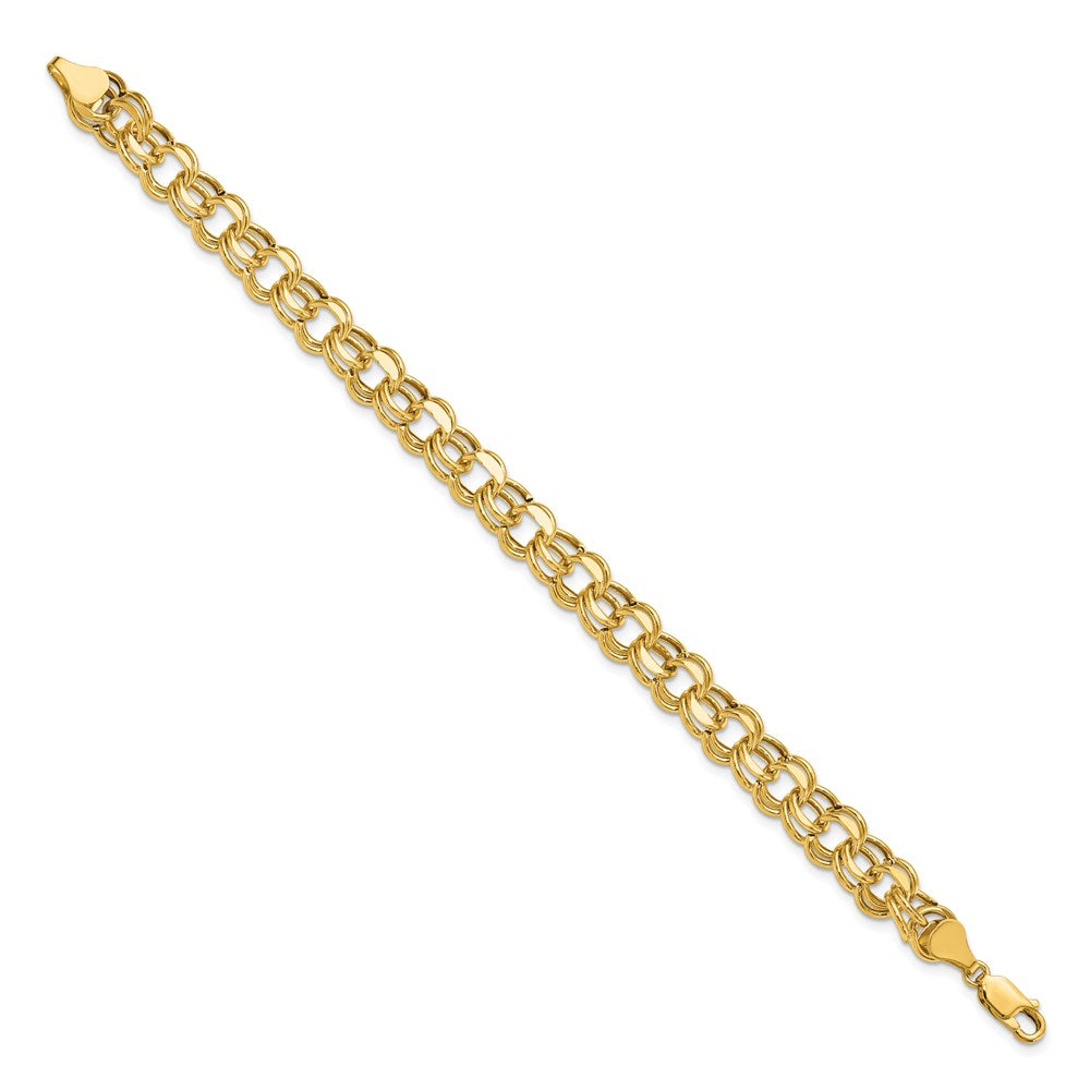 Lite 8mm Double Link Charm Bracelet in 14k Yellow Gold