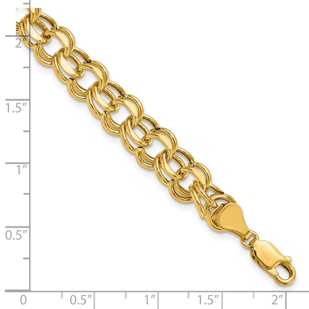 Lite 8mm Double Link Charm Bracelet in 14k Yellow Gold