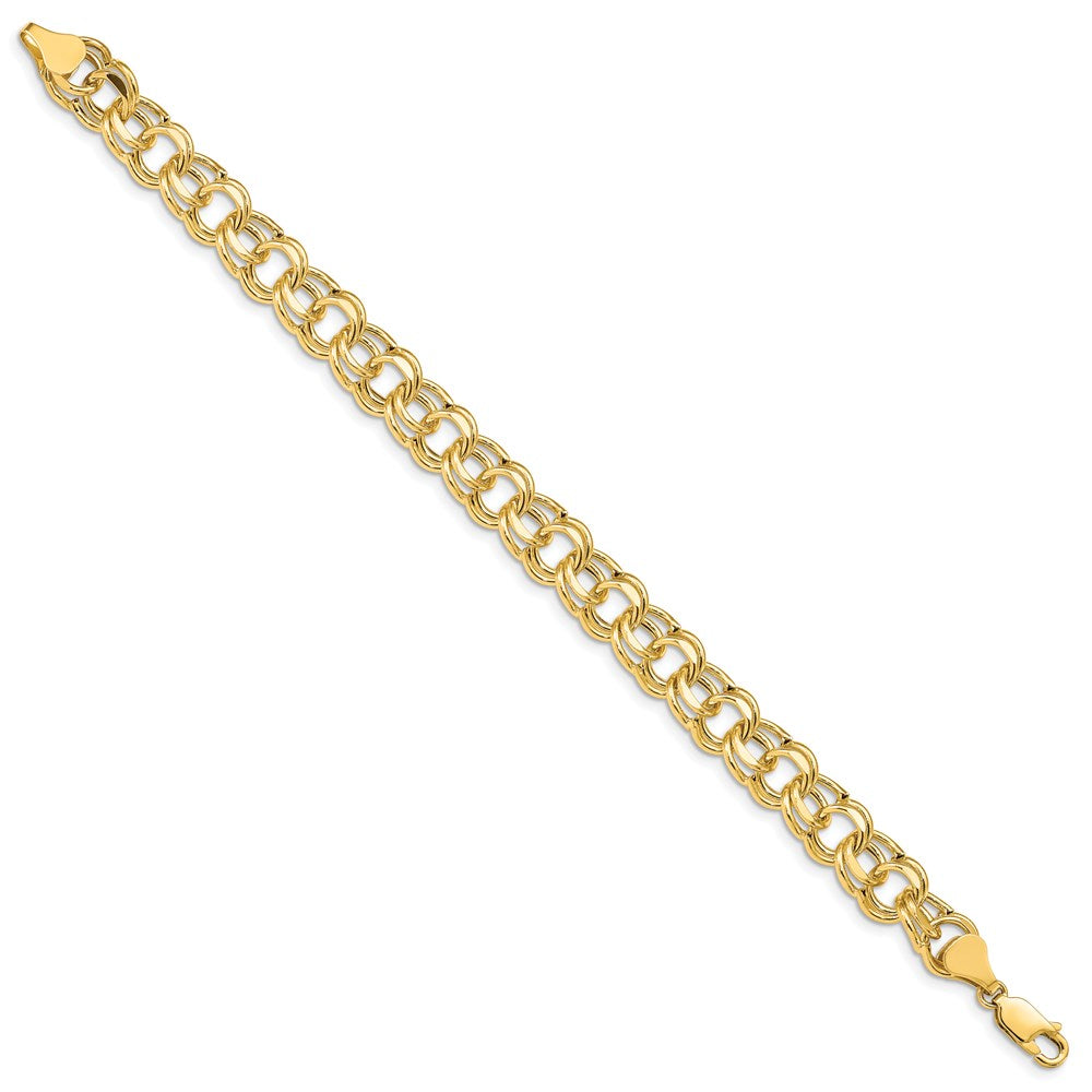 Lite 8.5mm Double Link Charm Bracelet in 14k Yellow Gold