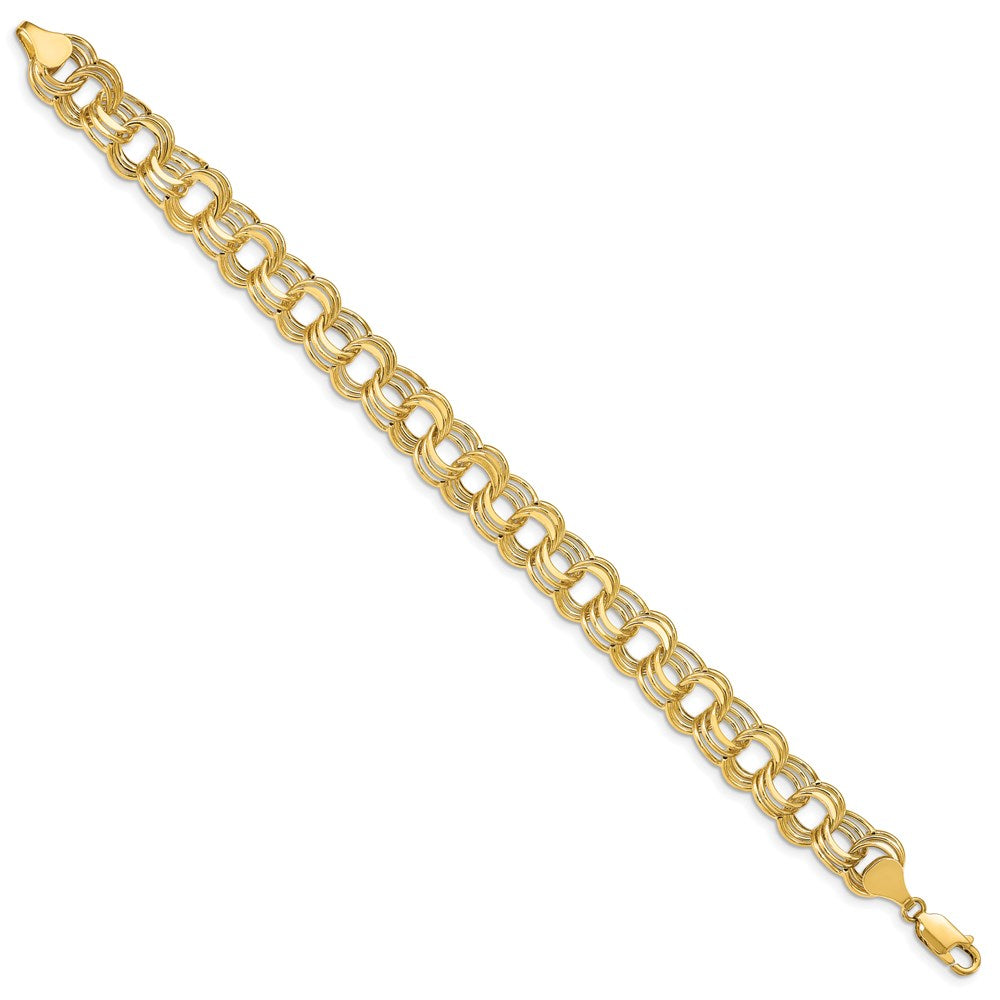 Lite 9.5 Triple Link Charm Bracelet in 14k Yellow Gold