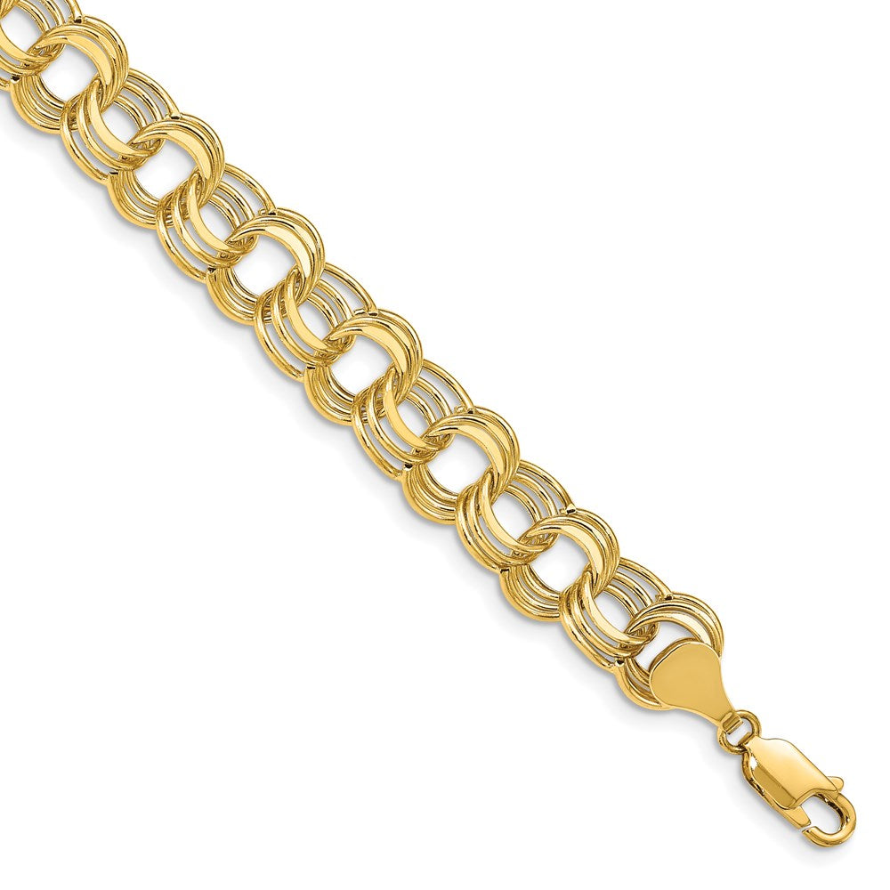 Lite 9.5 Triple Link Charm Bracelet in 14k Yellow Gold