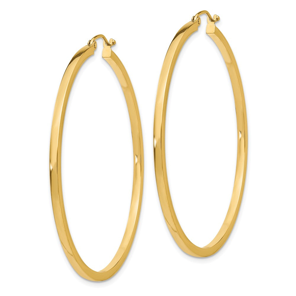 2mm Square Tube Hoop Earrings in 14k Yellow Gold