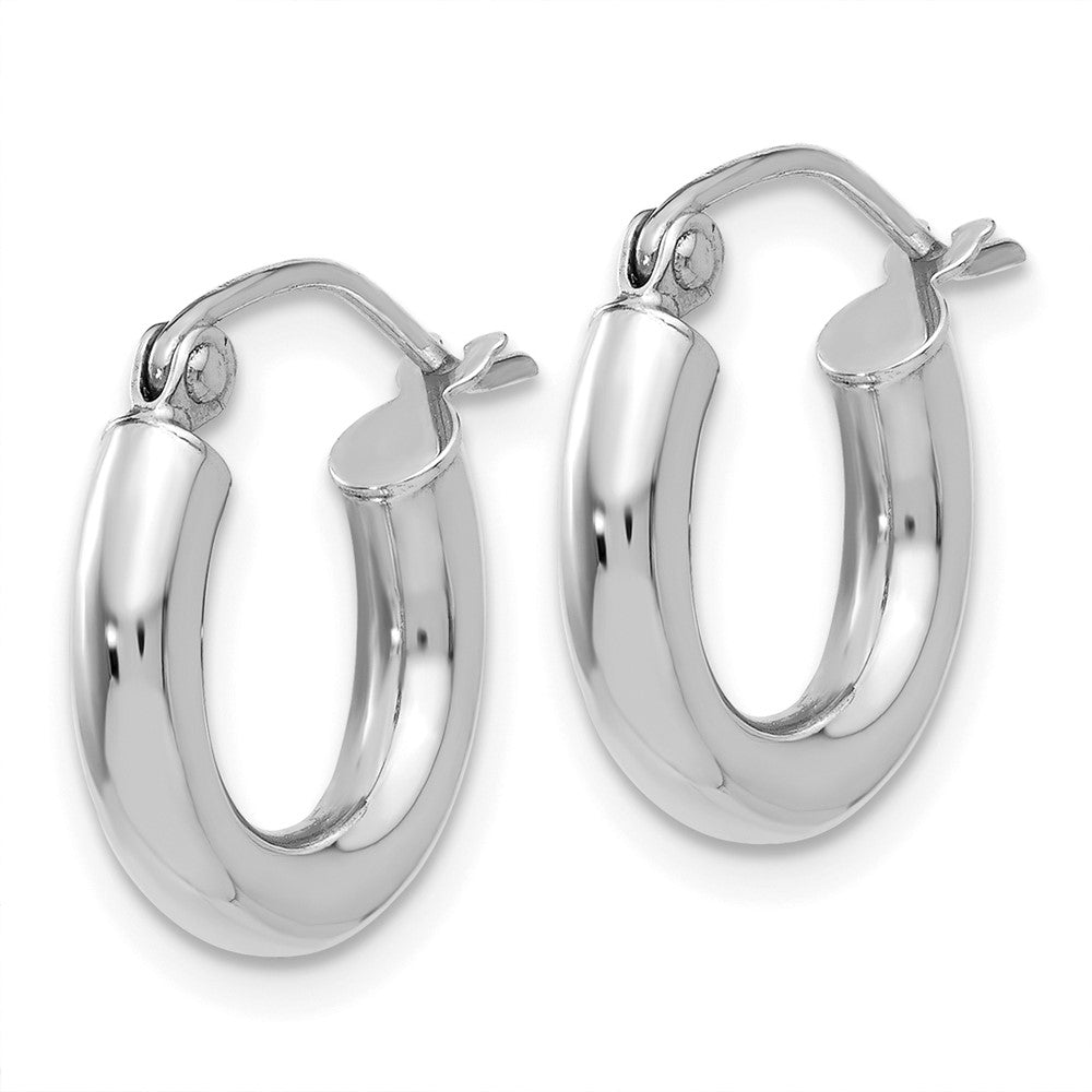 Polished 3mm Tube Hoop Earrings in 14k White Gold