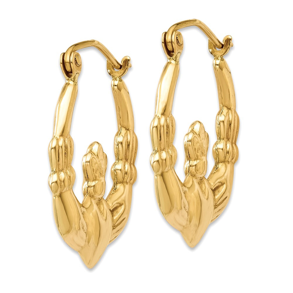 Polished Claddagh Hoop Earrings in 14k Yellow Gold