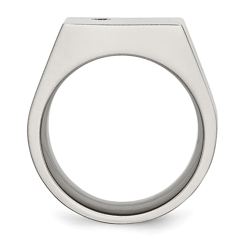 Chisel Titanium Polished CZ Signet Ring