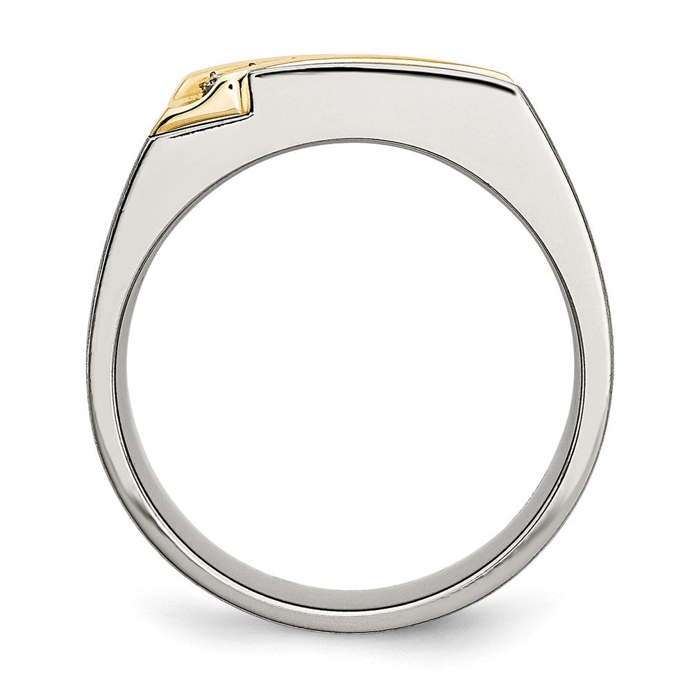 Titanium w/ 14k Inlay Brushed 1/5ct Diamond Signet Ring in EM Titanium/14k Two-Tone