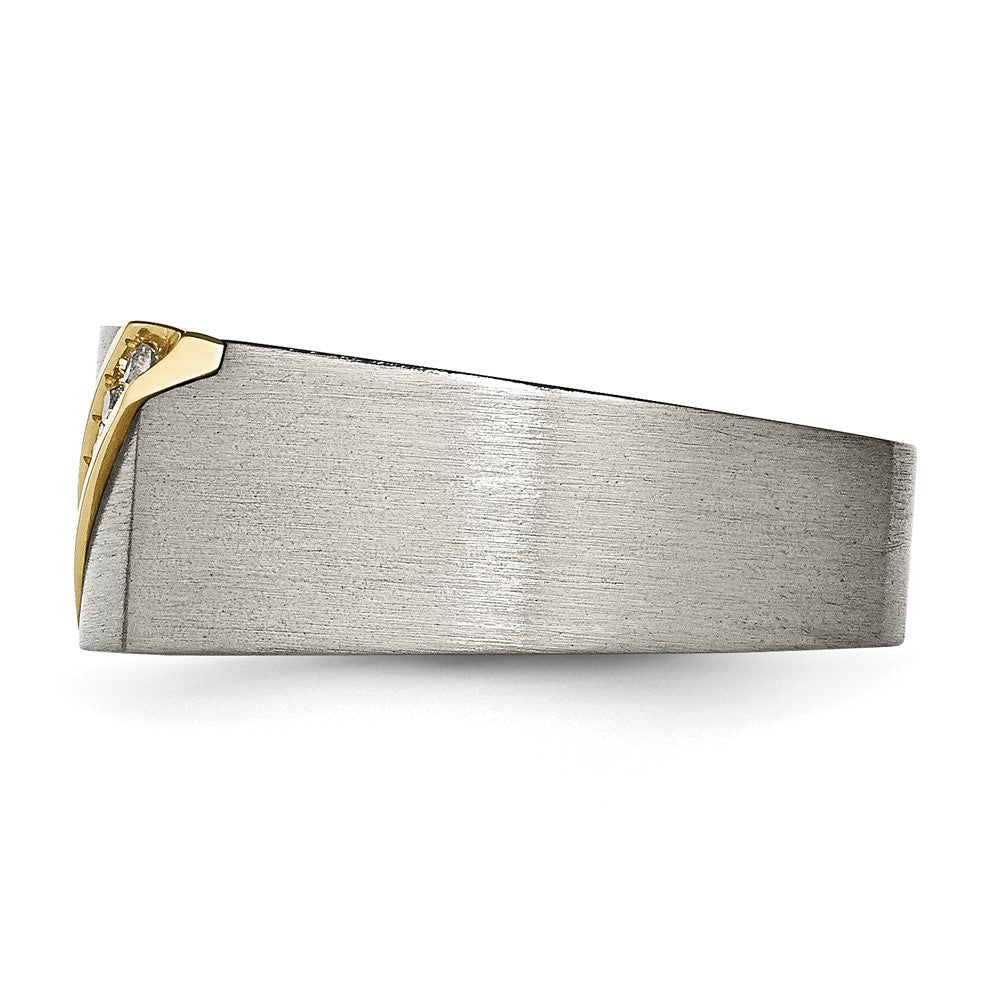 Titanium w/ 14k Inlay Brushed 1/5ct Diamond Signet Ring in EM Titanium/14k Two-Tone