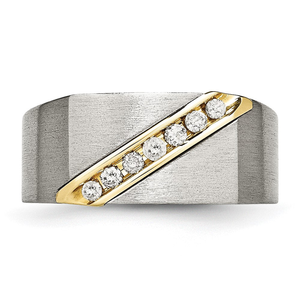 Titanium w/ 14k Inlay Brushed 1/5ct Diamond Signet Ring in EM Titanium/14k Two-Tone