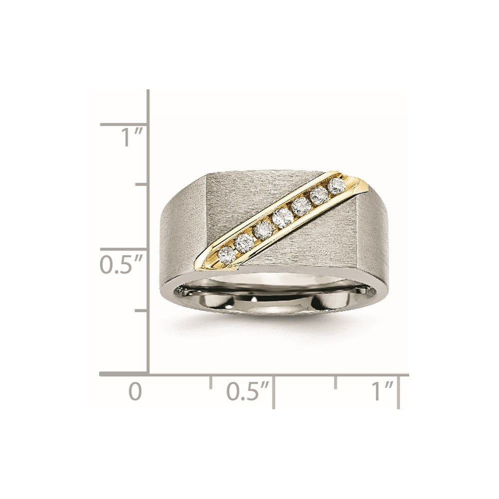 Titanium w/ 14k Inlay Brushed 1/5ct Diamond Signet Ring in EM Titanium/14k Two-Tone