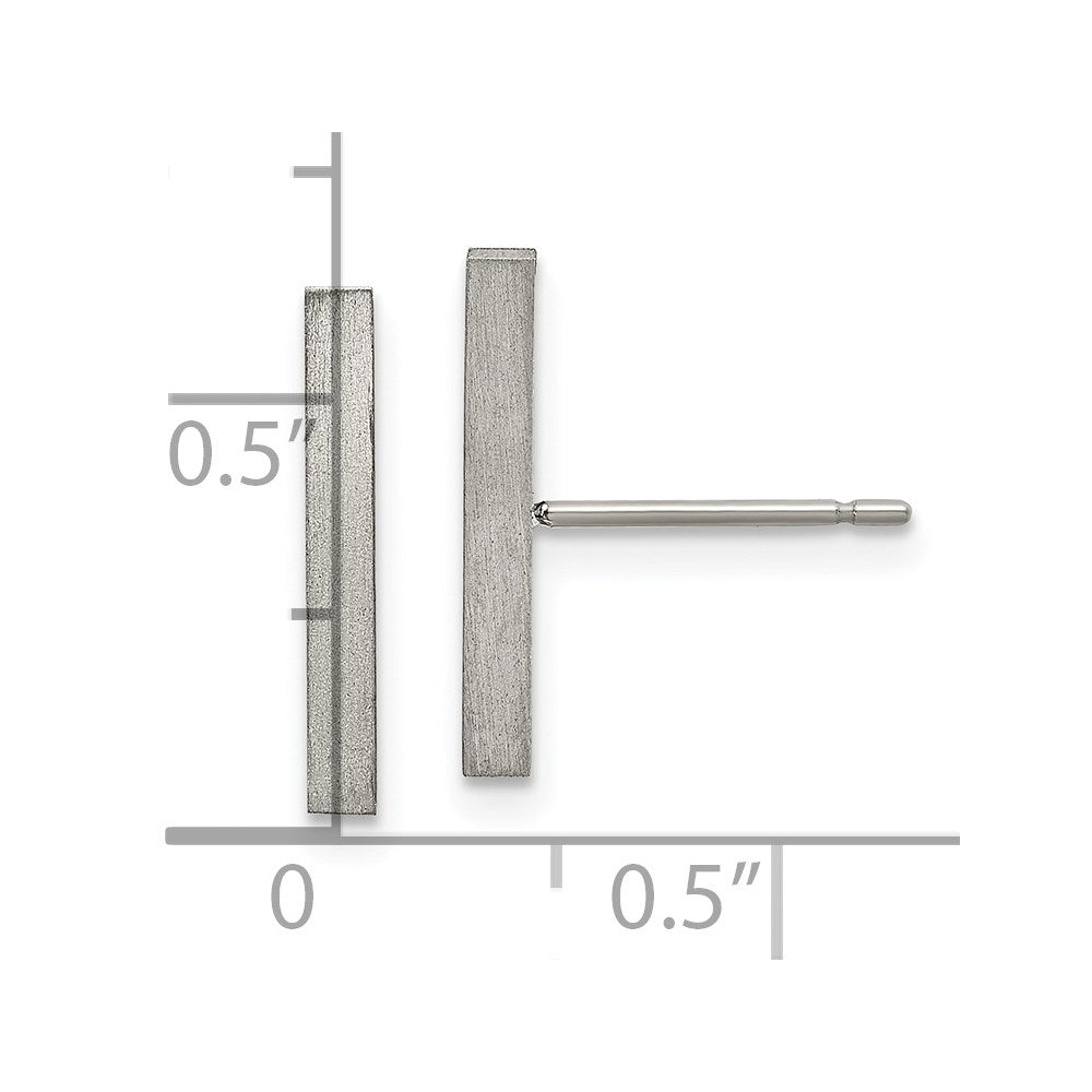 Chisel Titanium Brushed Bar Post Earrings
