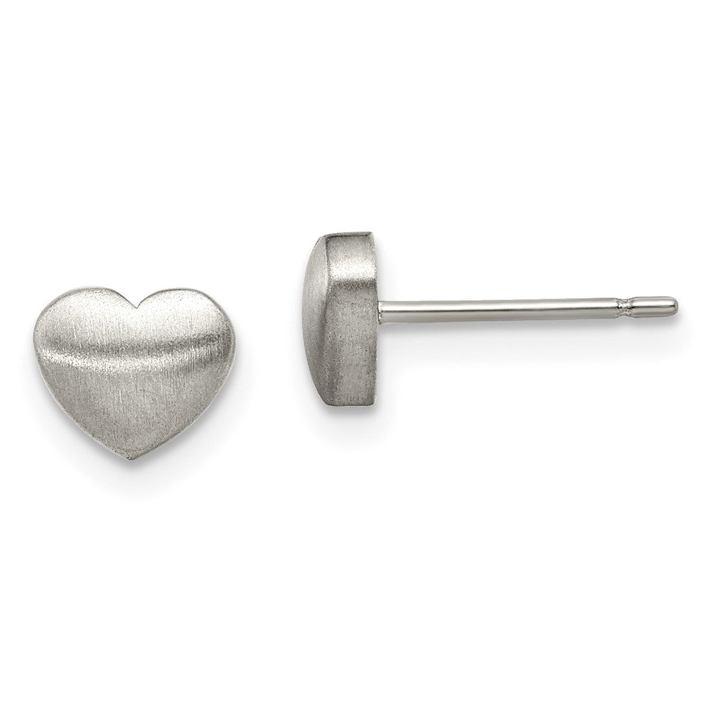 Chisel Titanium Brushed Heart Post Earrings