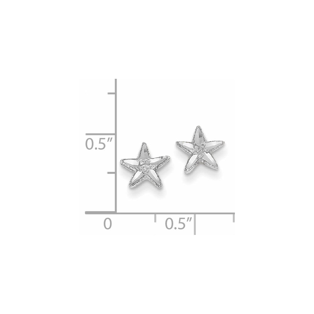 Diamond-cut Starfish Earrings in 14k White Gold