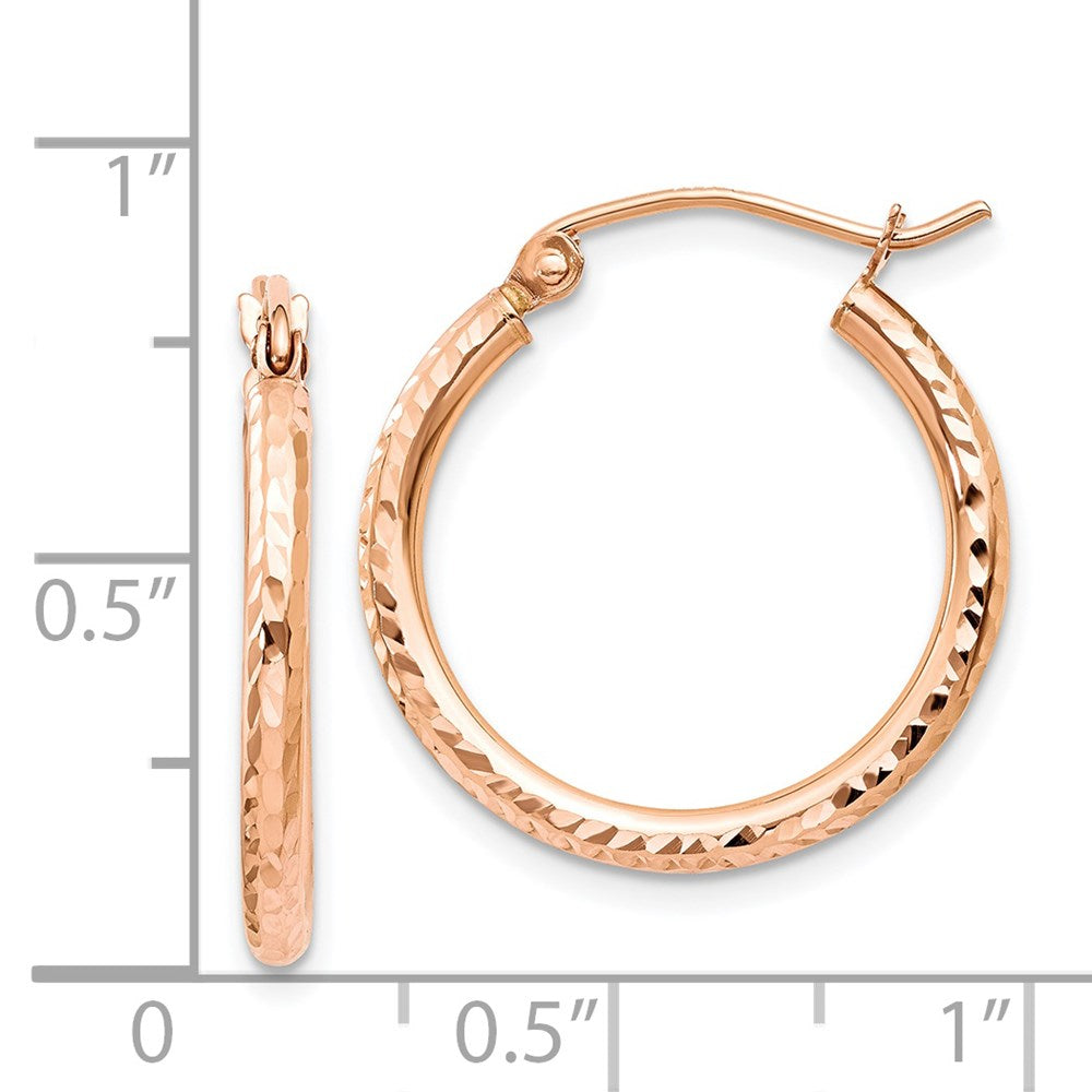 Diamond-cut Polished Hoop Earrings in 14k Rose Gold